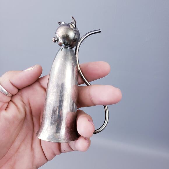 Art Deco Napier Silverplate 1oz Shot Kitty Cat Jigger - Picture 8 of 9